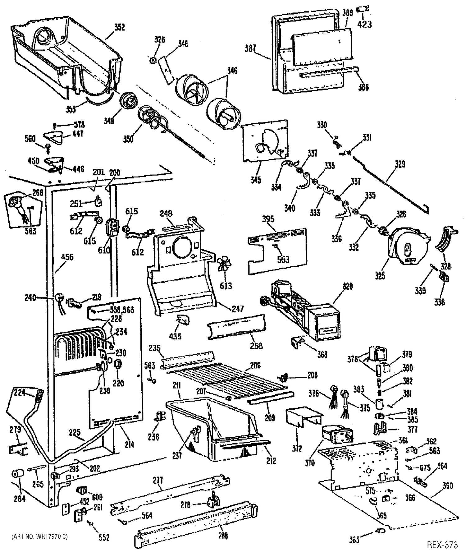 FREEZER SECTION Diagram and Parts List for CSXC27HRBAD  General Electric Refrigerator
