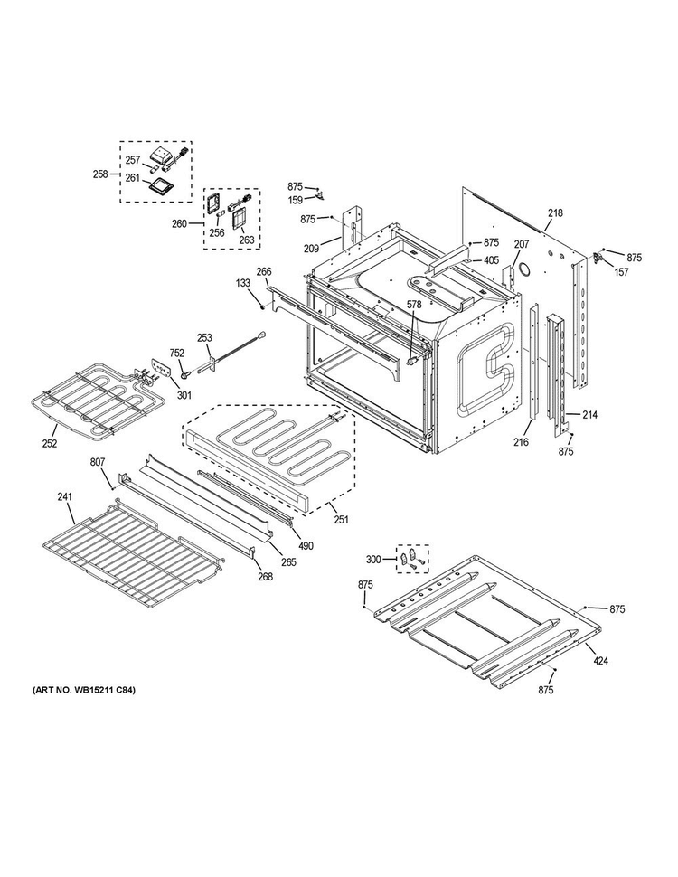 Lower Oven Diagram and Parts List for JK5500SF4SS  General Electric Wall Oven