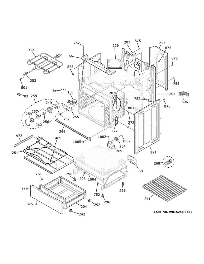 Body Parts Diagram and Parts List for JB735SP1SS  General Electric Range