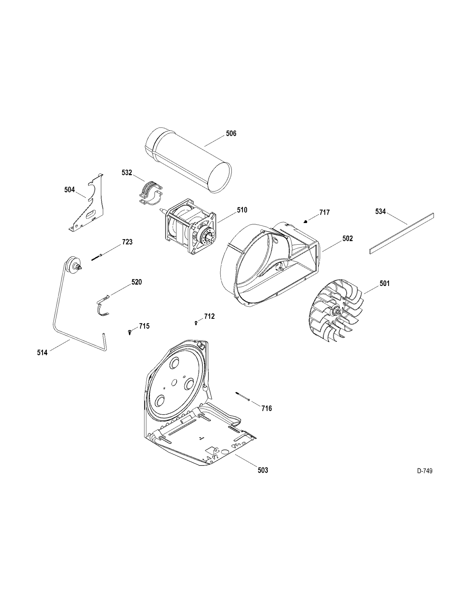 BLOWER - DRIVE Diagram and Parts List for GFMN245EL0MS  General Electric Washer