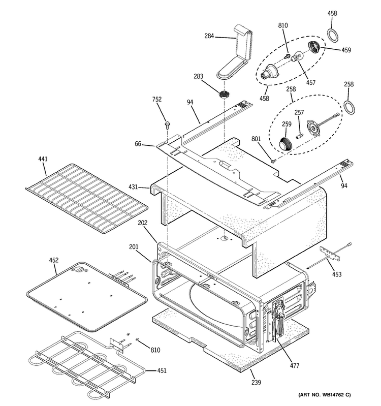 Upper Oven Diagram and Parts List for PCB975SP1SS  General Electric Range