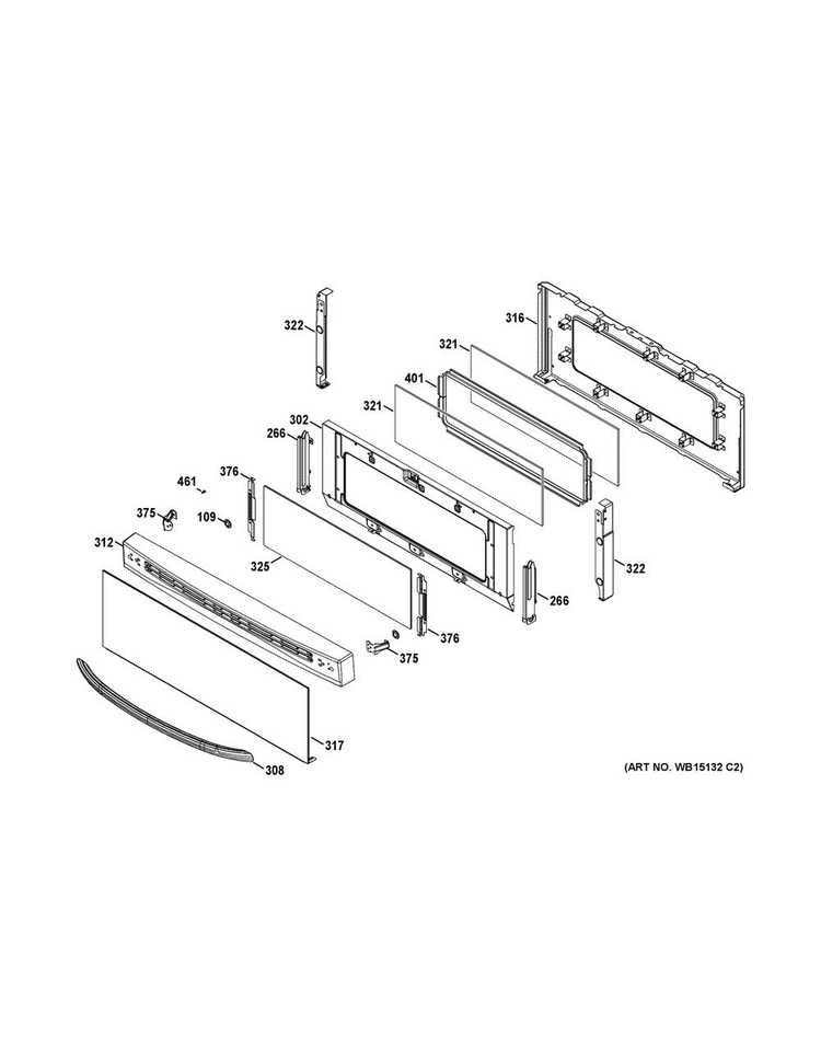 Upper Door Diagram and Parts List for JGB870SET2SS  General Electric Range
