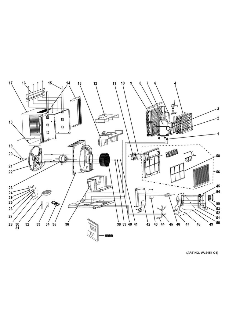 Room Air Conditioner Diagram and Parts List for AEC12AWH1  General Electric Air Conditioner