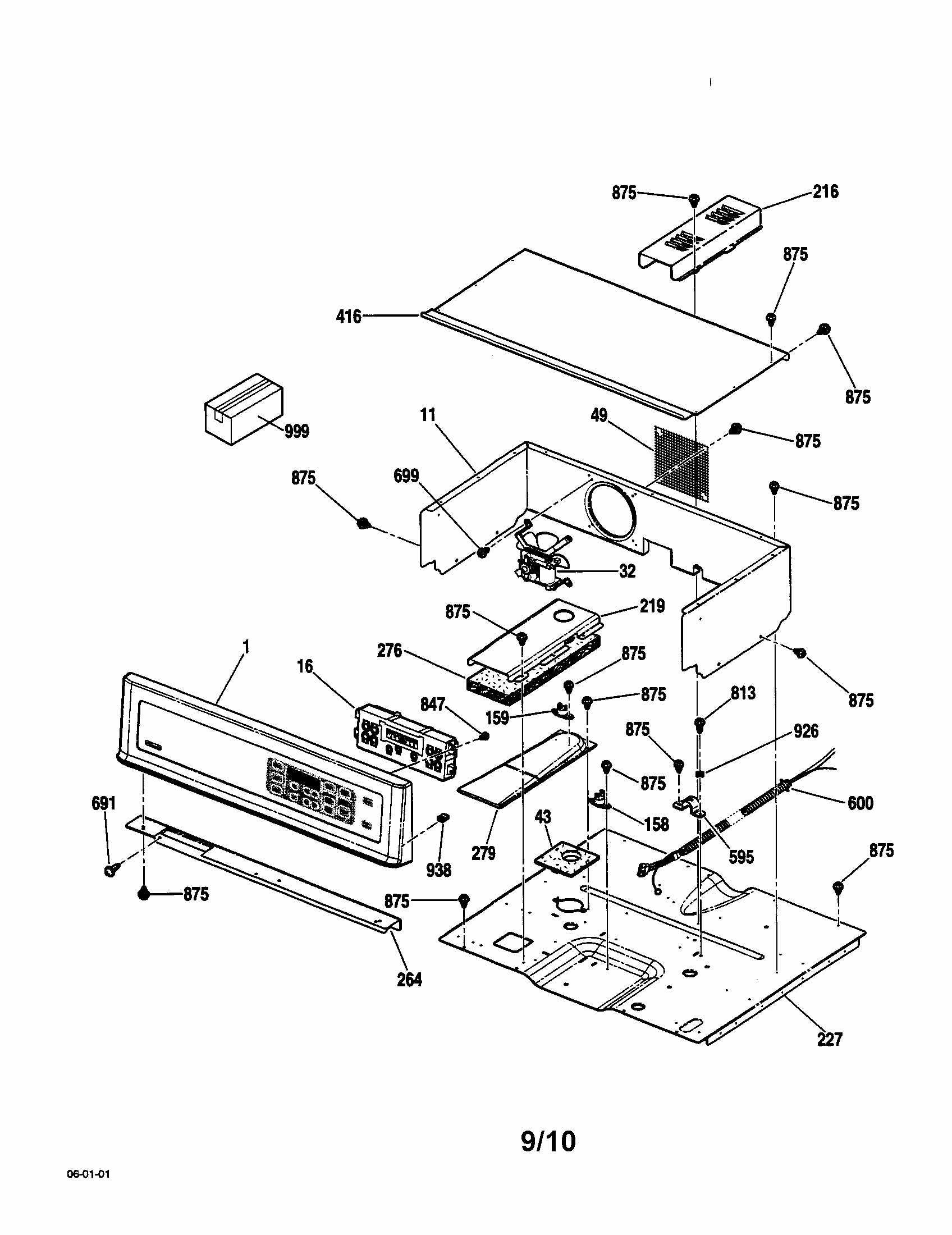 Control Panel Diagram and Parts List for 91147604100  Kenmore Wall Oven