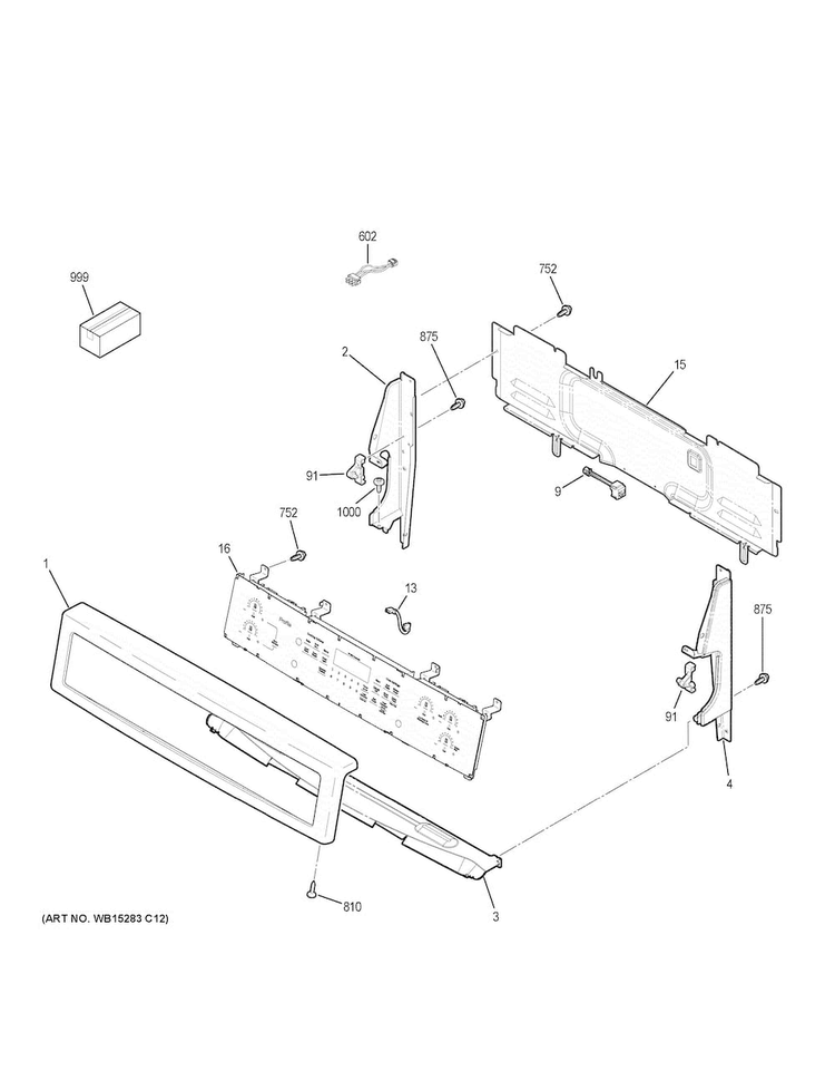 Control Panel Diagram and Parts List for PB911SJ4SS  General Electric Range