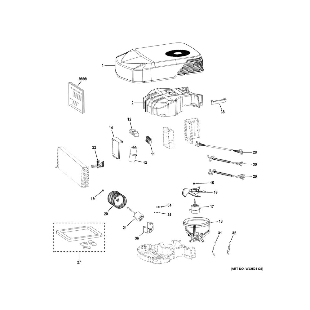 Room Air Conditioner Diagram and Parts List for PLHS13GHHBH1  General Electric Air Conditioner