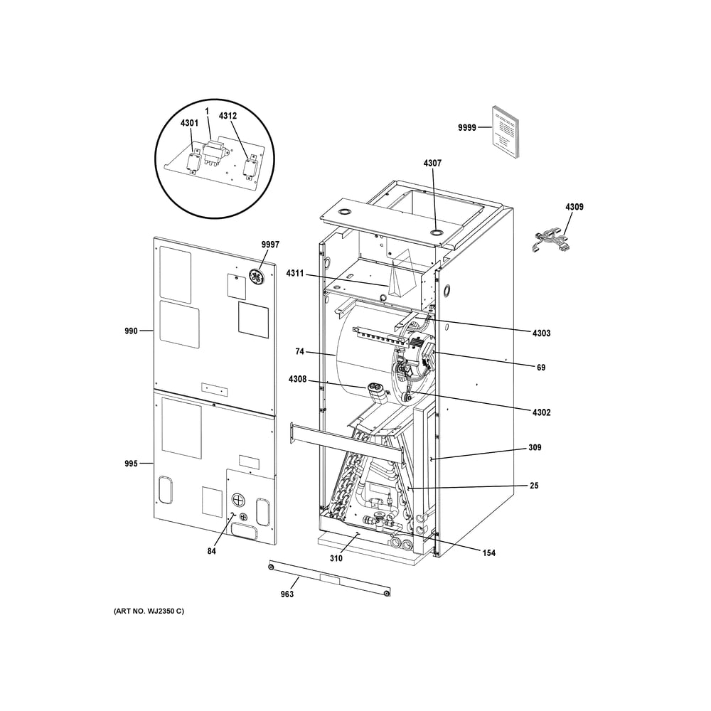 Room Air Conditioner Diagram and Parts List for NAM42E1TA5D01  General Electric Air Conditioner