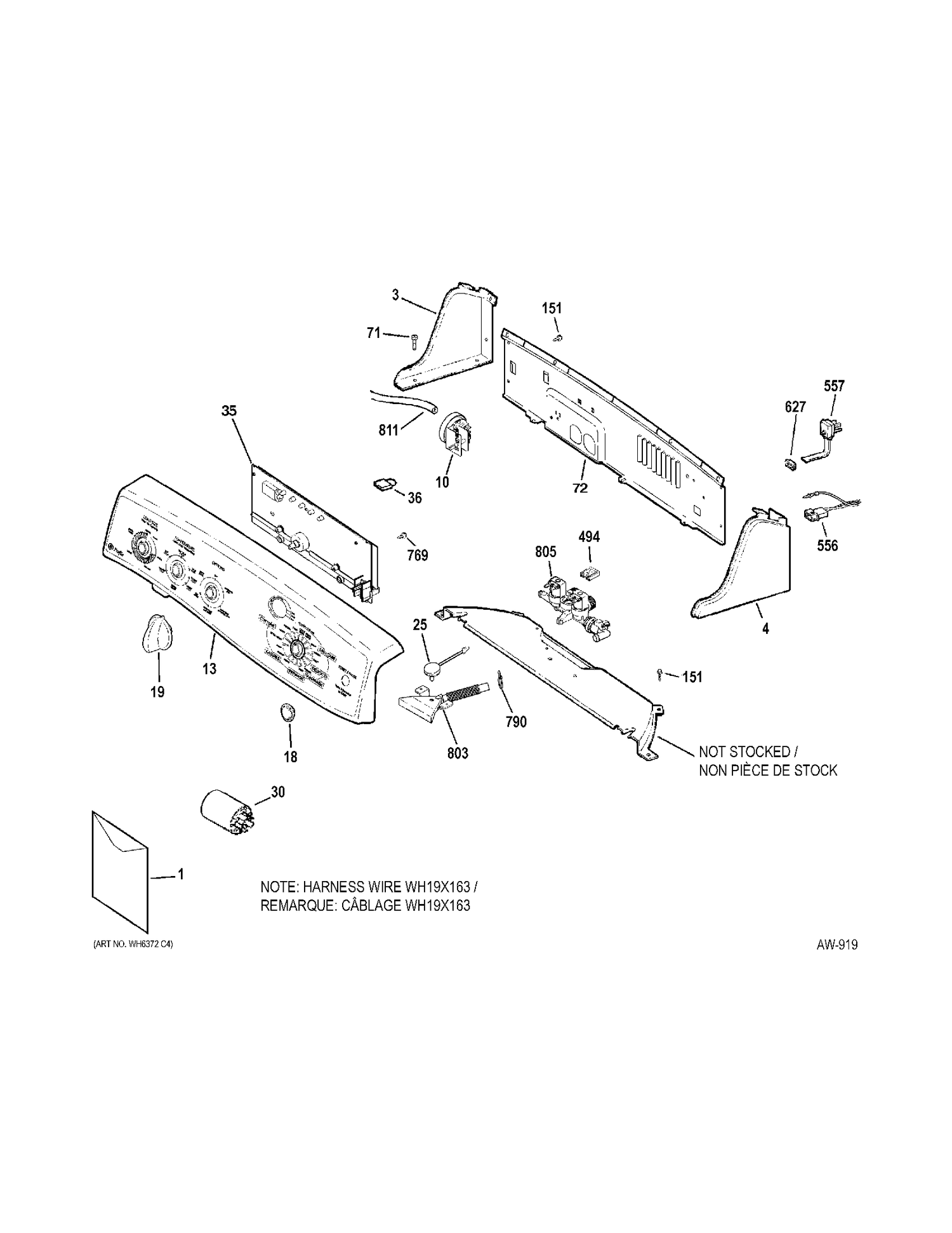 CONTROLS Diagram and Parts List for PTAN6250M0WT  General Electric Washer