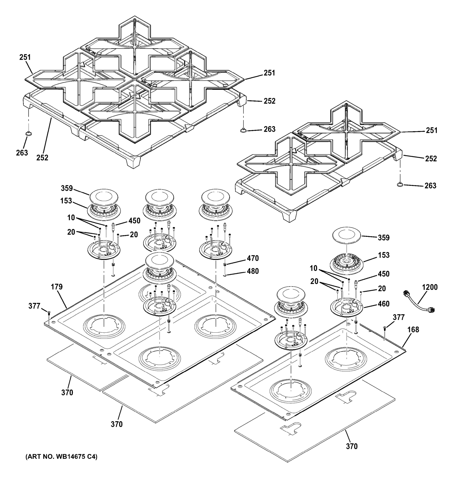 COOKTOP Diagram and Parts List for ZGP486LDR4SS  General Electric Range