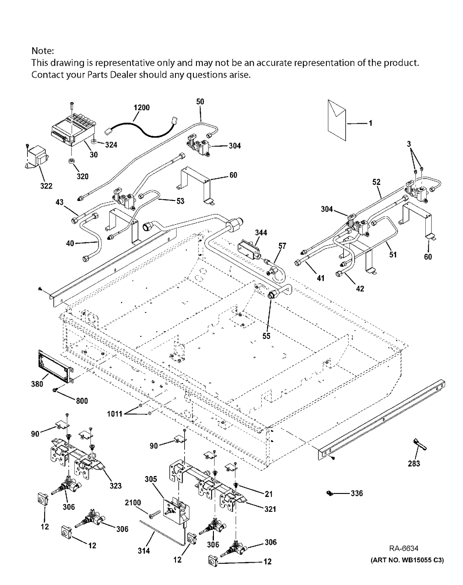 GAS & BURNER PARTS Diagram and Parts List for ZGP364NDR5SS  General Electric Range