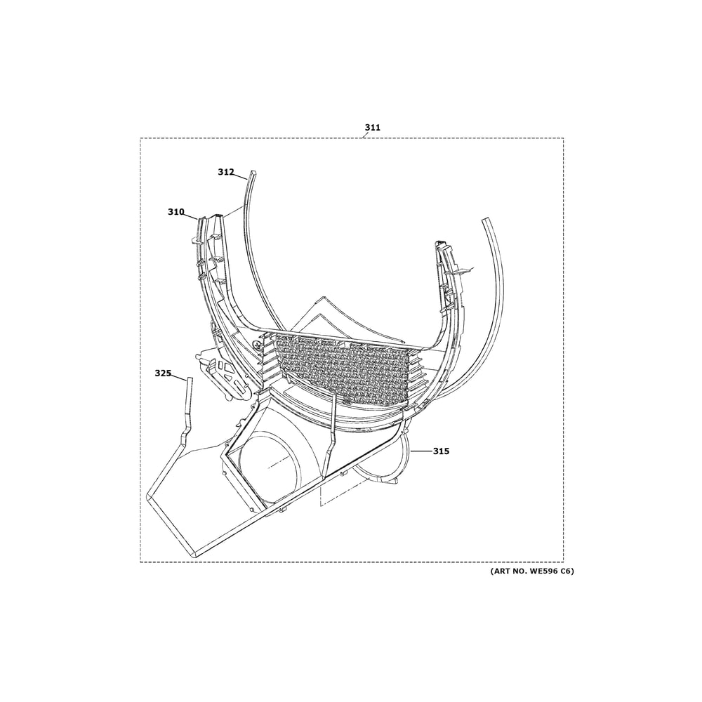 Trap Duct Assembly Diagram and Parts List for NTX62E8ST1WW  General Electric Dryer
