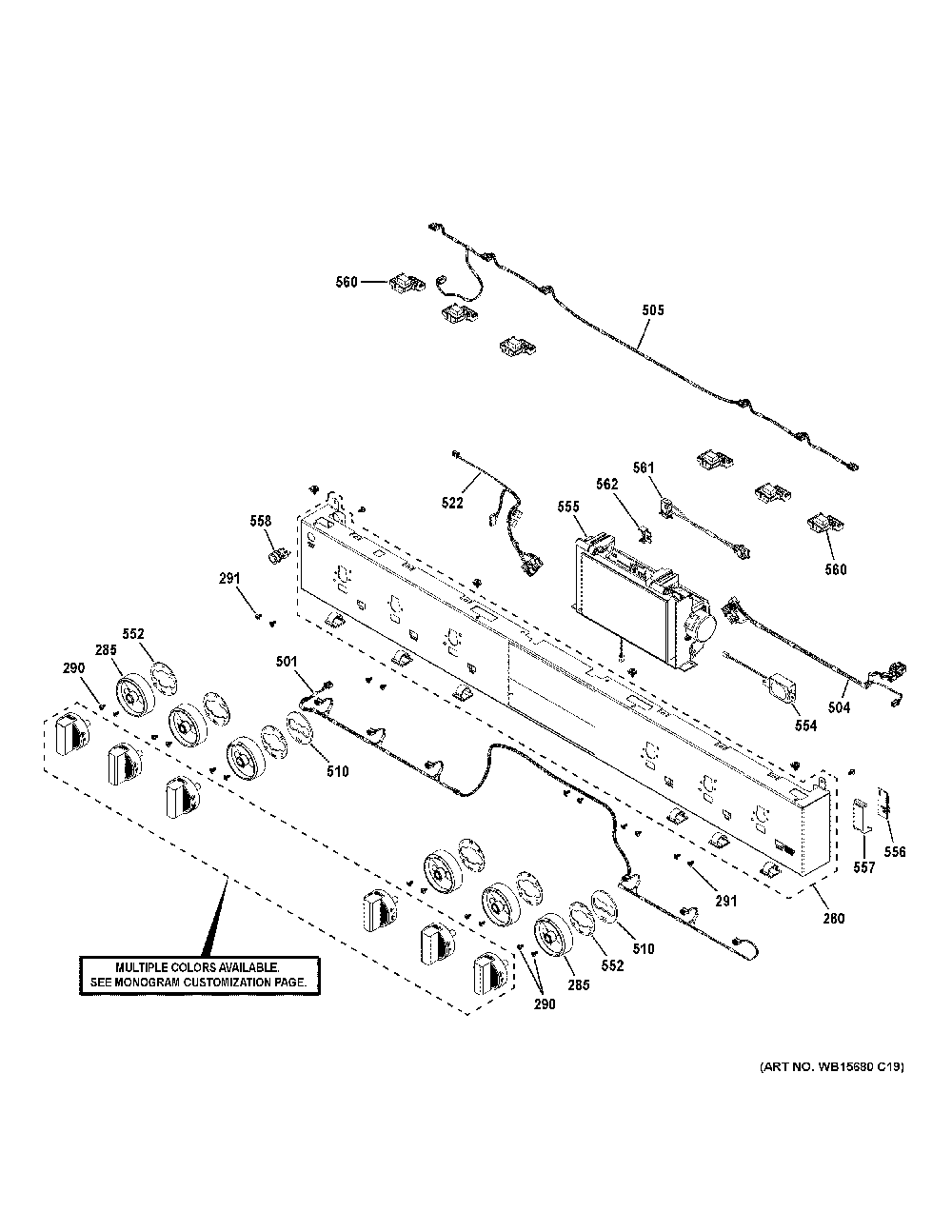 Control Panel Diagram and Parts List for ZDP484NGT1SS  General Electric Range
