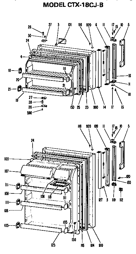 Doors Diagram and Parts List for CTX18CJBR  Hotpoint Refrigerator