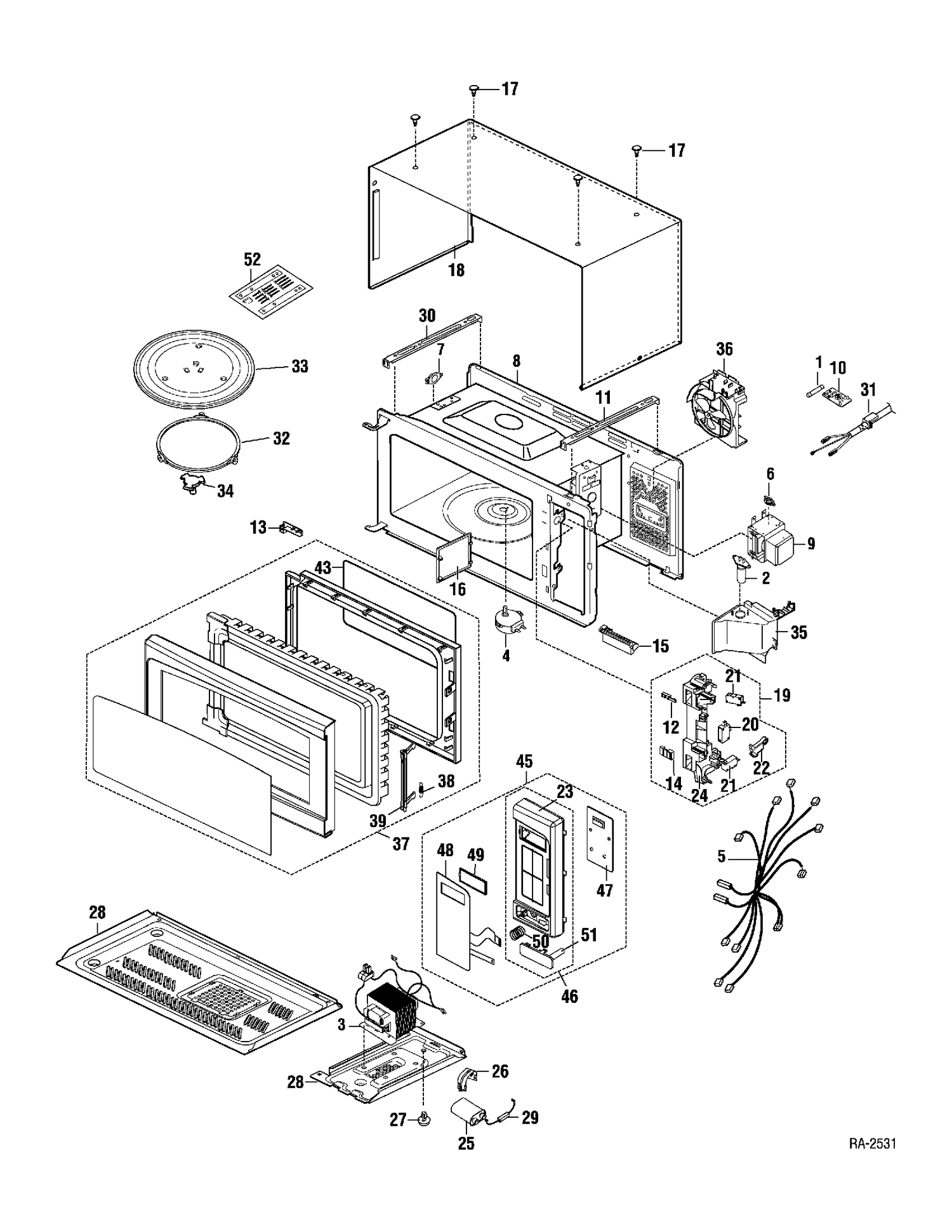 MICROWAVE Diagram and Parts List for JEM25WMC01  General Electric Microwave