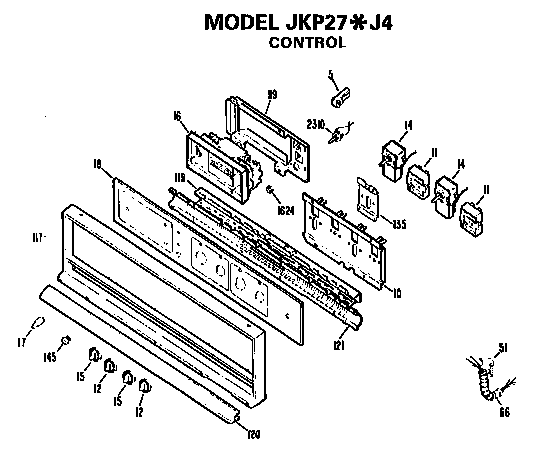 Control Diagram and Parts List for JKP27J4  General Electric Wall Oven