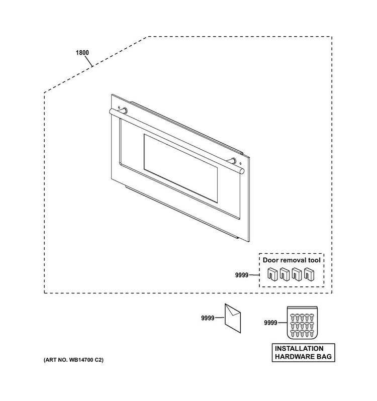 Door Parts Diagram and Parts List for ZSC1202J1SS  General Electric Microwave