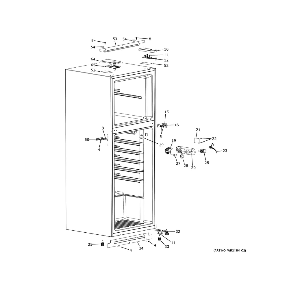 Cabinet Diagram and Parts List for PPV10R5YRBSS  General Electric Refrigerator