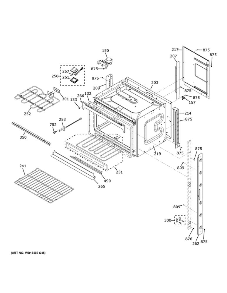 Upper Oven Diagram and Parts List for JTD3000EN2ES  General Electric Wall Oven