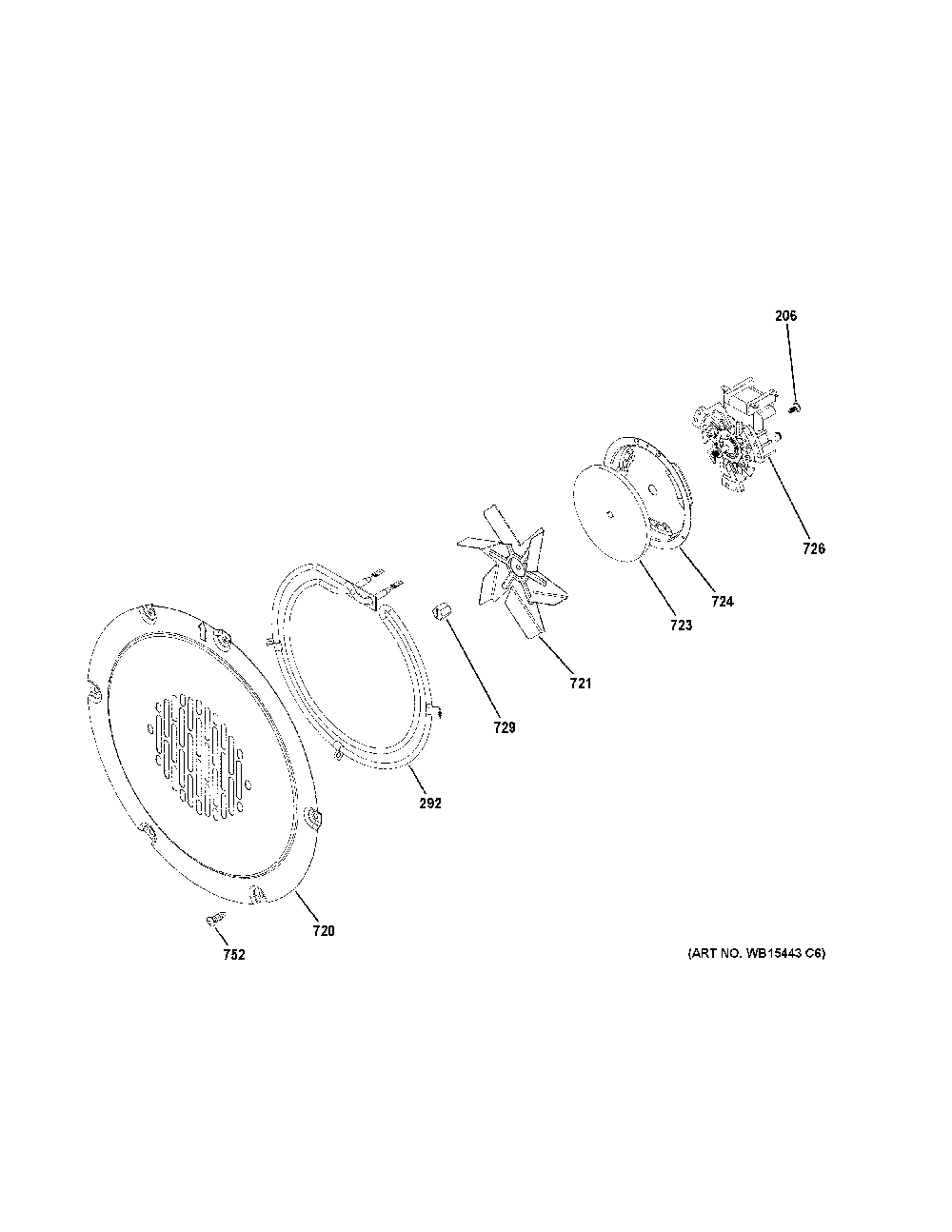 Convection Fan Diagram and Parts List for CGS700P4M3W2  General Electric Range