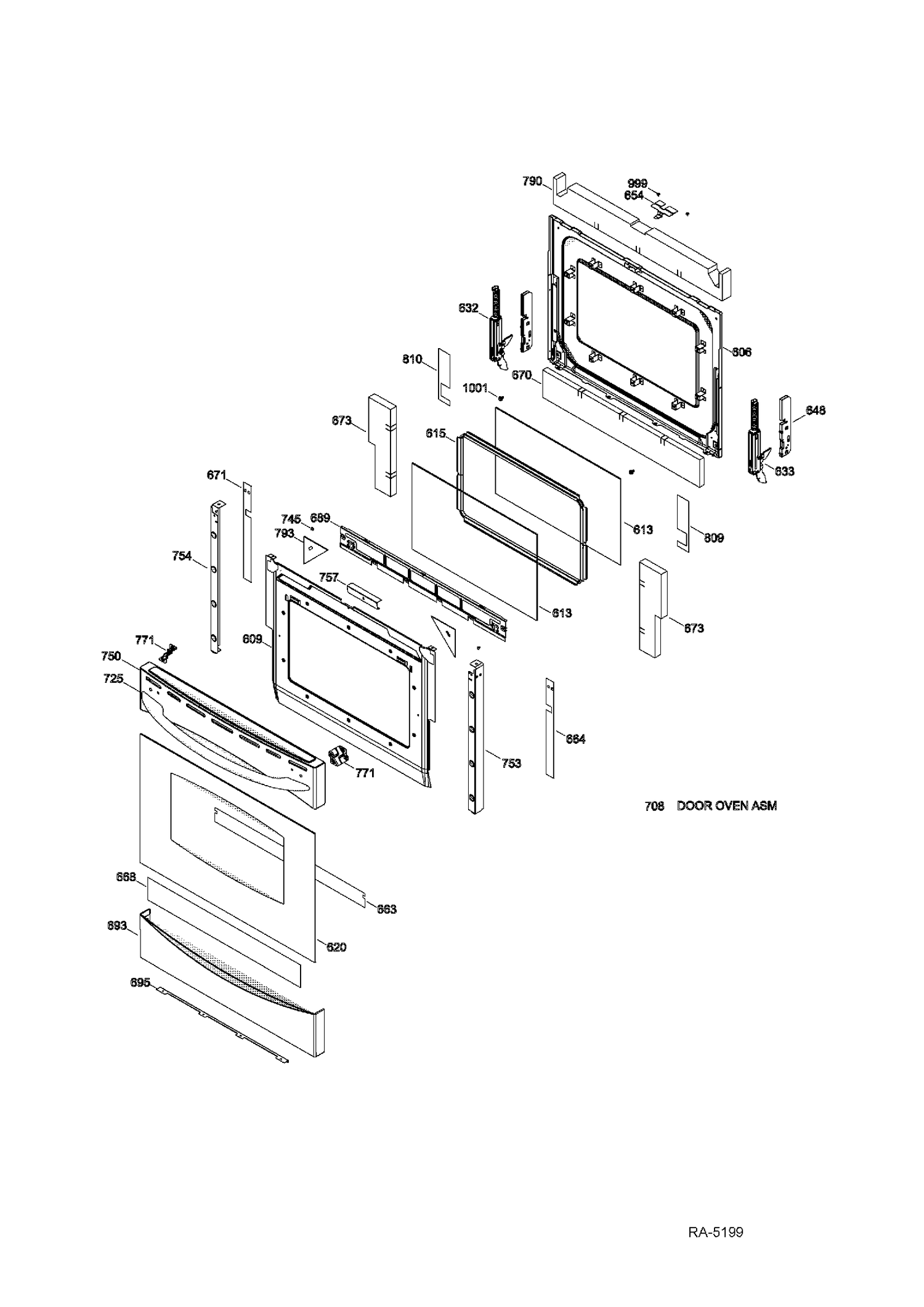 DOOR Diagram and Parts List for PCGB930SET3SS  General Electric Range