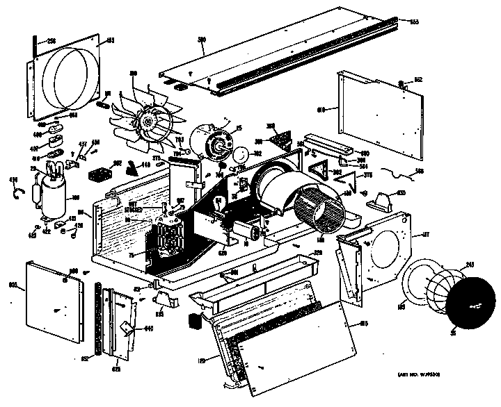 Chassis Diagram and Parts List for A2B542SEAL1B  General Electric Air Conditioner