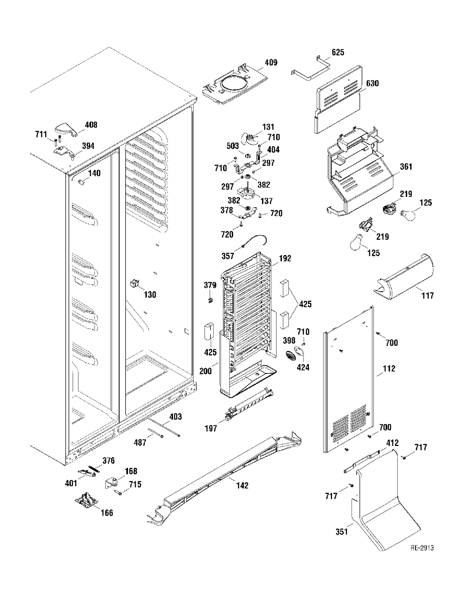 FZ SECTION Diagram and Parts List for GSR23YBWASS  General Electric Refrigerator