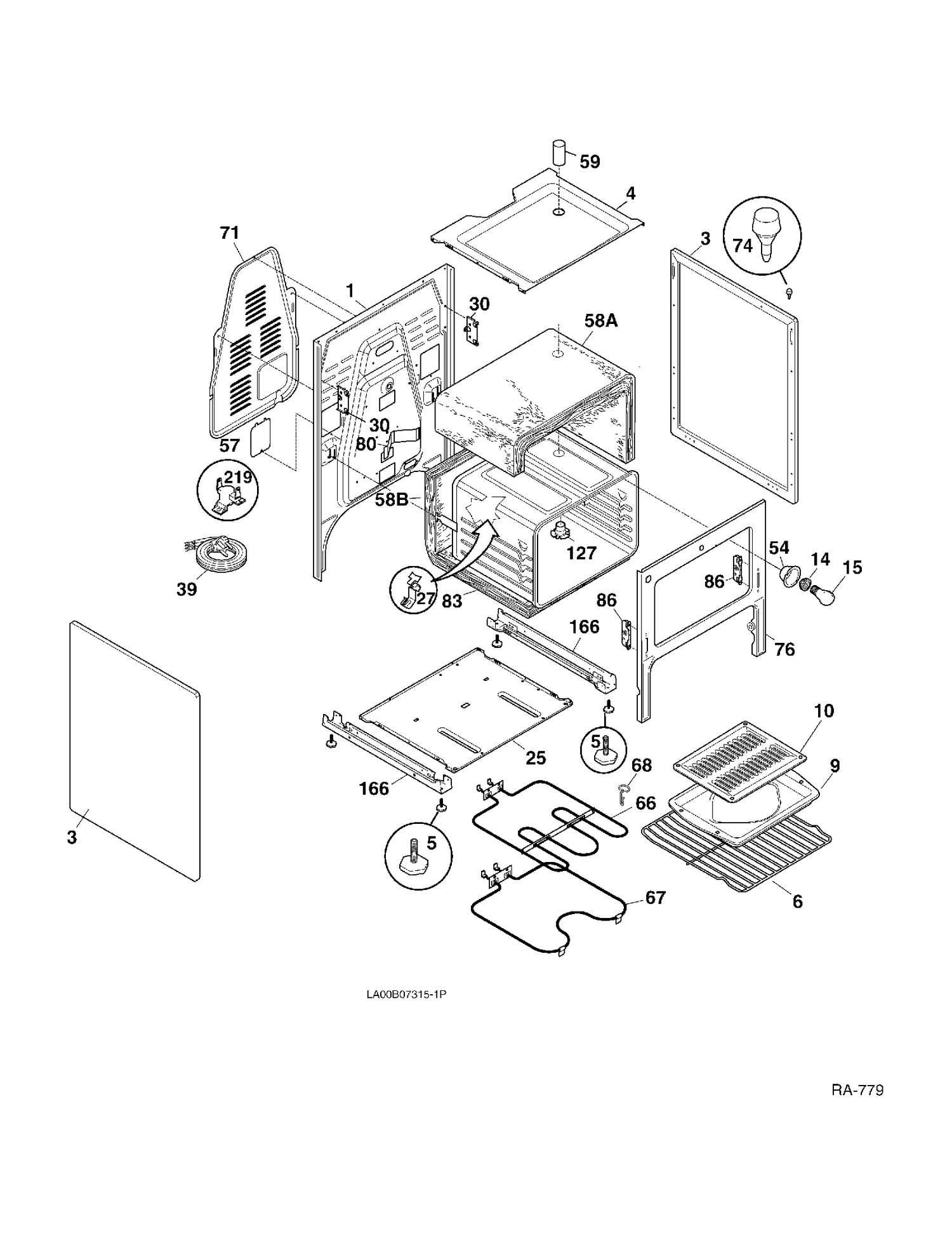 BODY Diagram and Parts List for GRMF3251ZB-1  General Electric Range