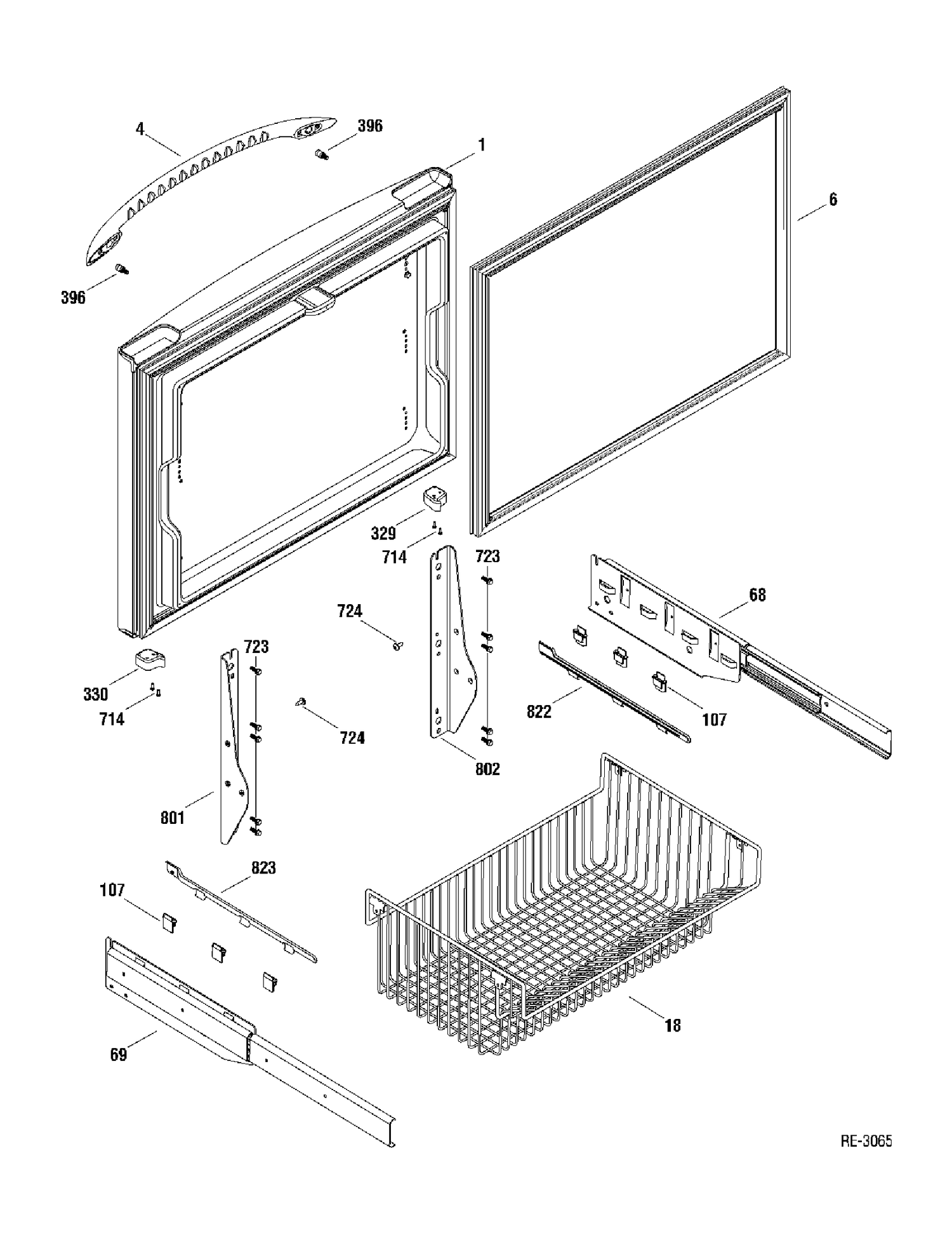 FZ DOOR Diagram and Parts List for PFSF5PJXACC  General Electric Refrigerator