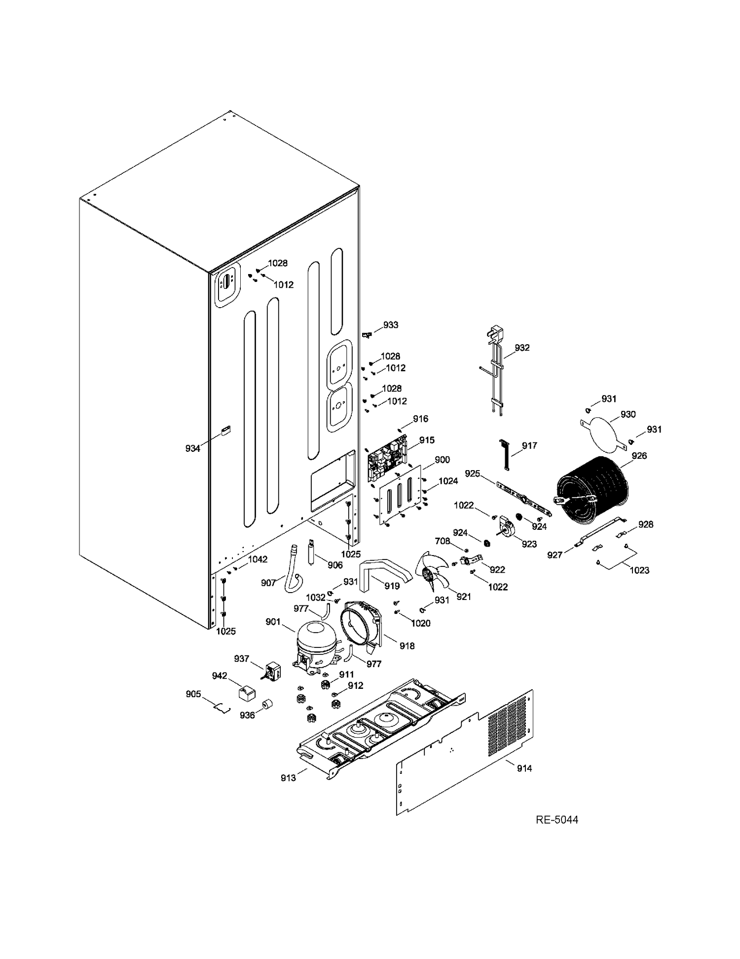 SEALED SYSTEM & MOTHERBOARD Diagram and Parts List for GDSC0KBXERWW  General Electric Refrigerator