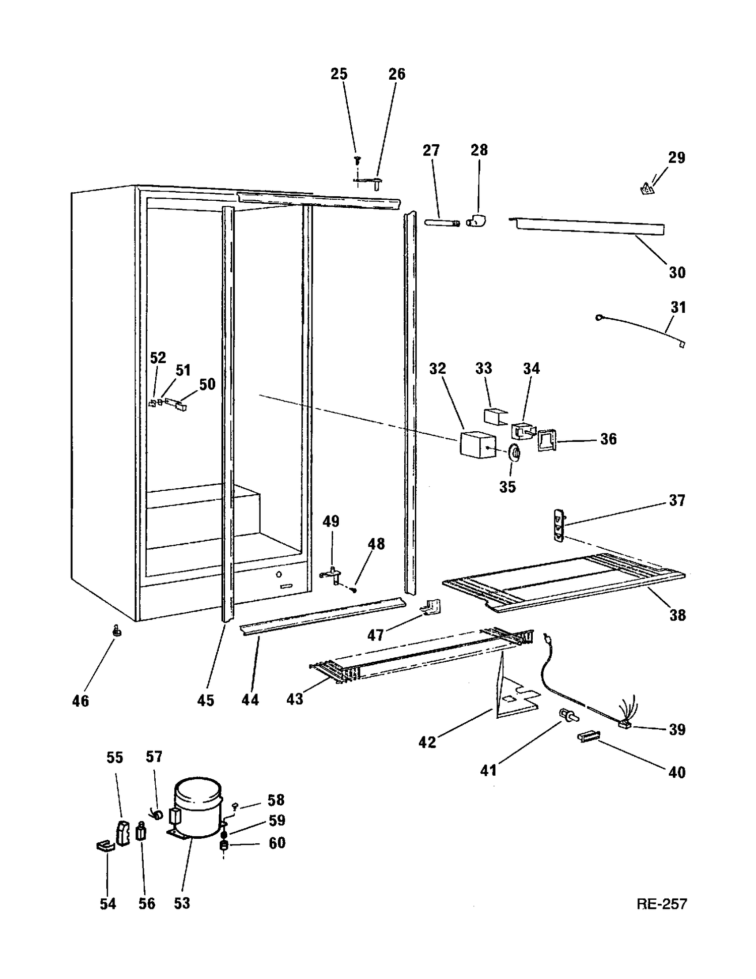 VERTICAL FREEZER Diagram and Parts List for 831702  General Electric Freezer