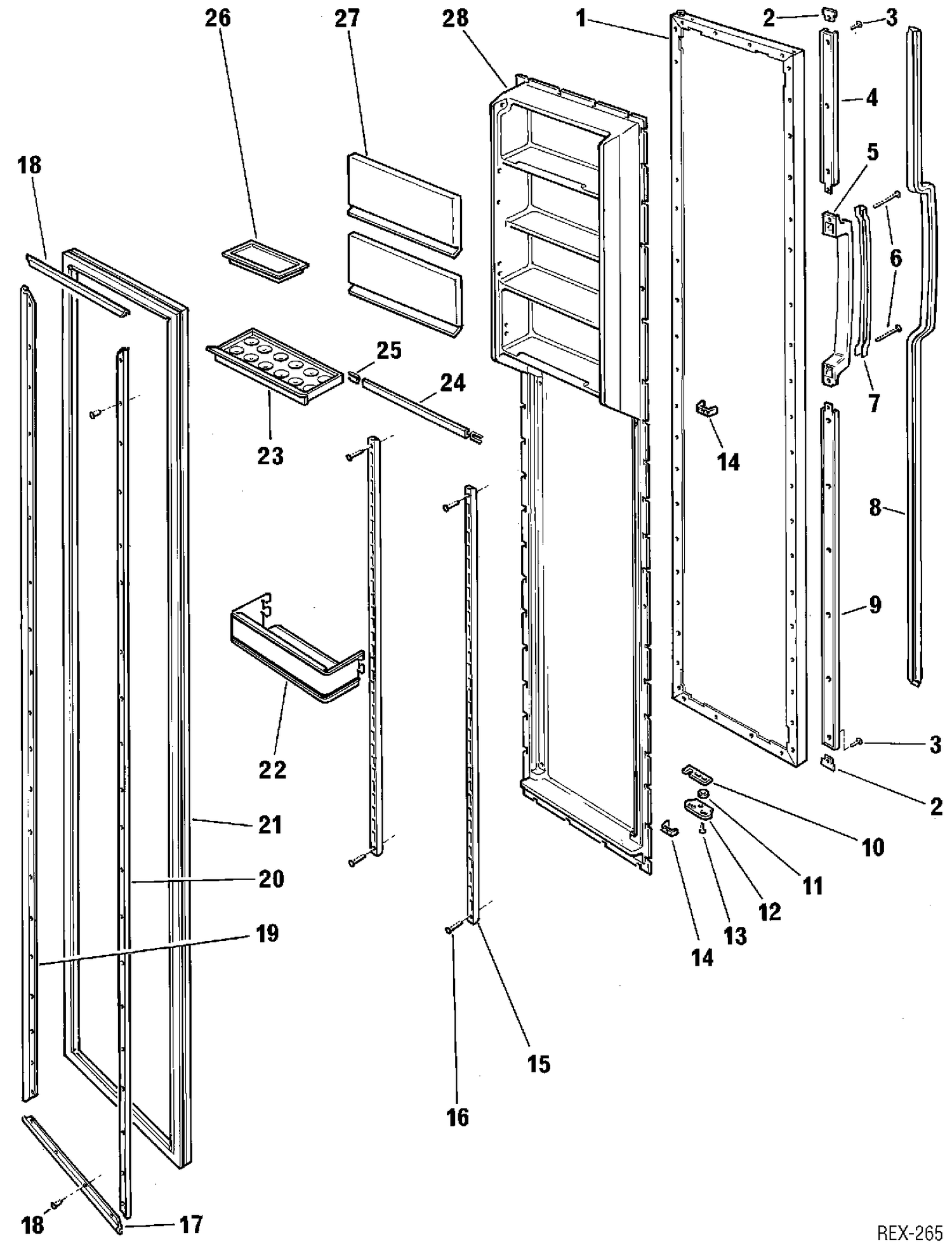 REFRIGERATOR DOOR Diagram and Parts List for L19FAM2-1  General Electric Refrigerator
