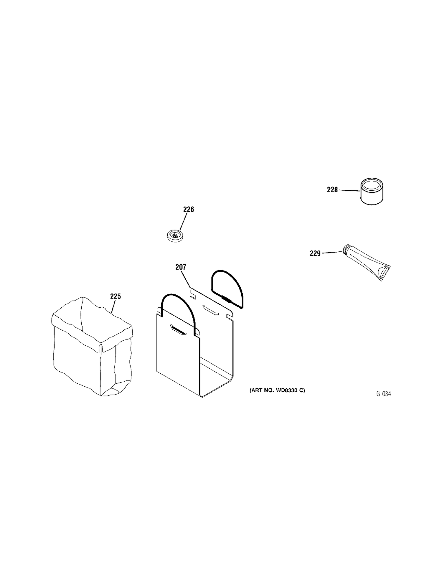ACCESSORIES Diagram and Parts List for ZCGP150PSS-00  General Electric Trash Compactor