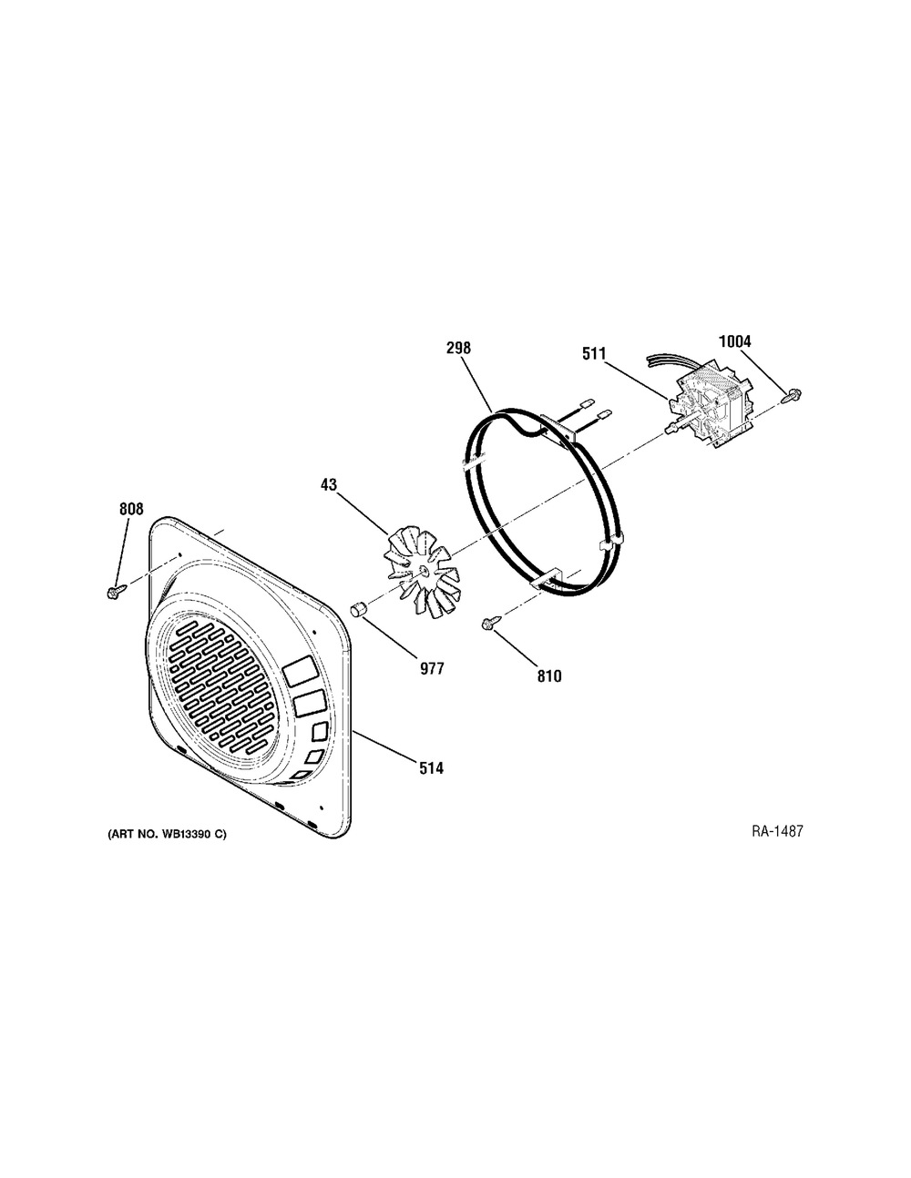 Convection Fan Diagram and Parts List for MBC12GAZWW  General Electric Range