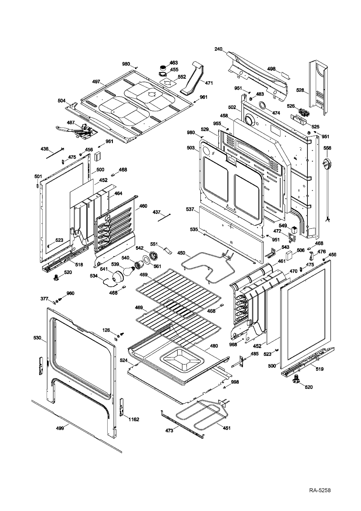 BODY PARTS Diagram and Parts List for JCB635SF1SS  General Electric Range