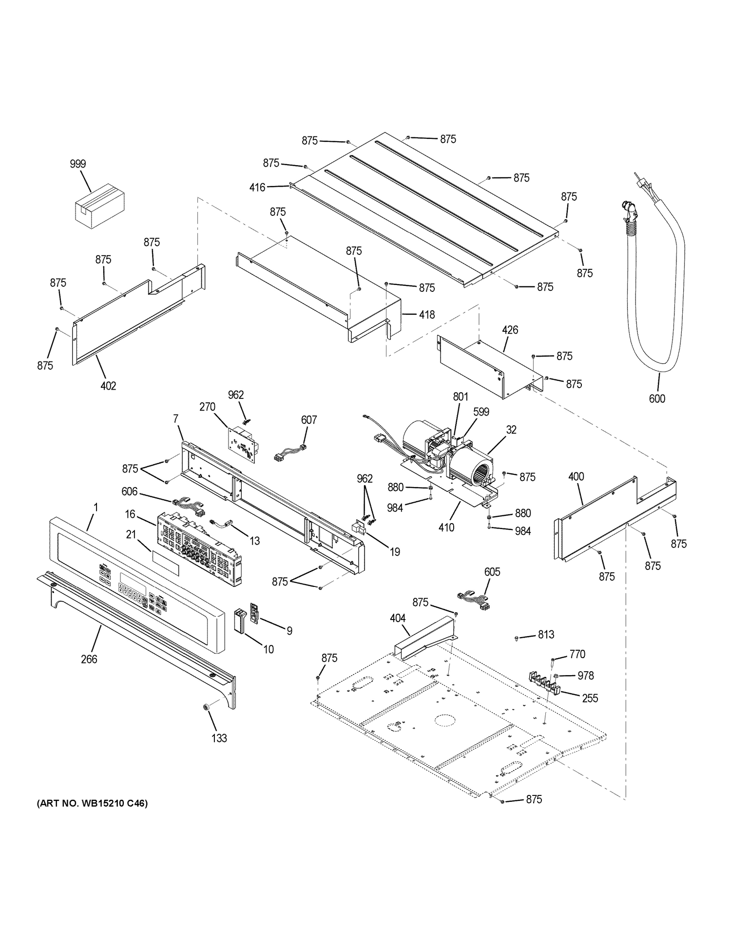CONTROL PANEL Diagram and Parts List for ZEK7500SH1SS  General Electric Wall Oven