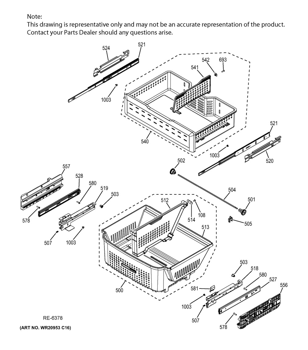 Fz Shelves Diagram and Parts List for GFMS140ED1WW  General Electric Refrigerator
