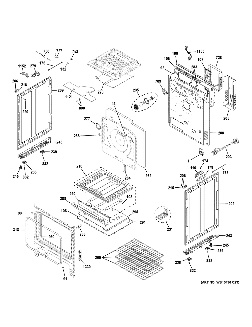 Body Parts Diagram and Parts List for PGS930YP7FS  General Electric Range