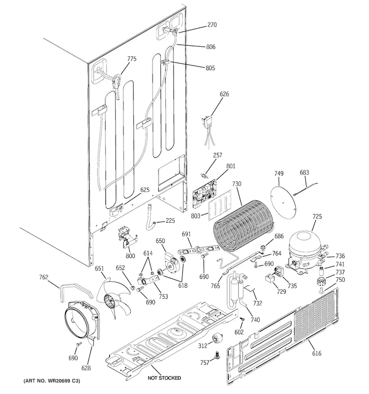 Machine Compartment Diagram and Parts List for GSE23GSEFCSS  General Electric Refrigerator