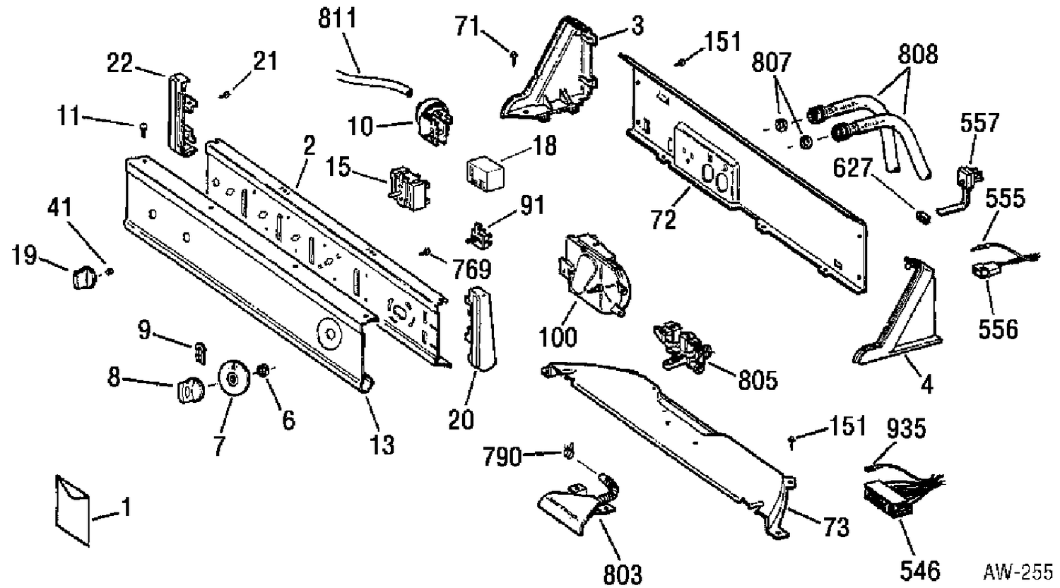 CONTROL PANEL Diagram and Parts List for 56220TBWW  General Electric Washer