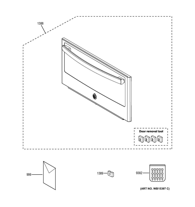 Microwave Door Diagram and Parts List for JK3800SH4SS  General Electric Microwave Oven Combo