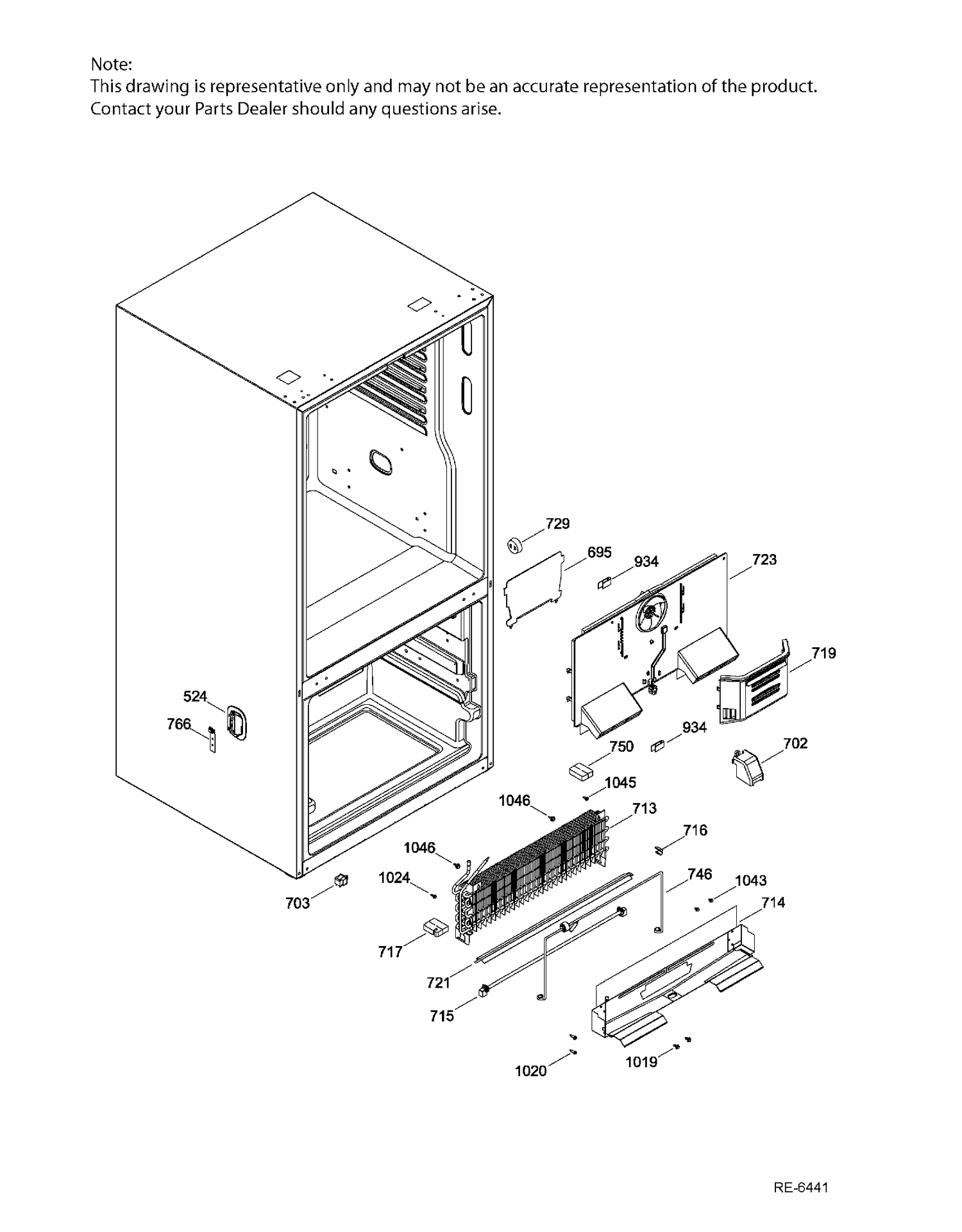 FUNCTIONAL PARTS FZ Diagram and Parts List for GNE25DGKAKWW  General Electric Refrigerator