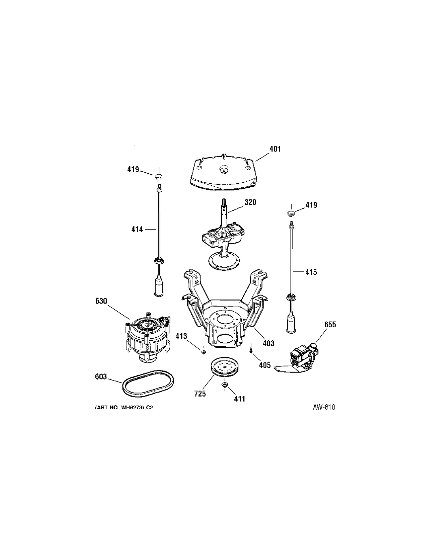 SUSPENSION Diagram and Parts List for MNXR1070B1WW  General Electric Washer