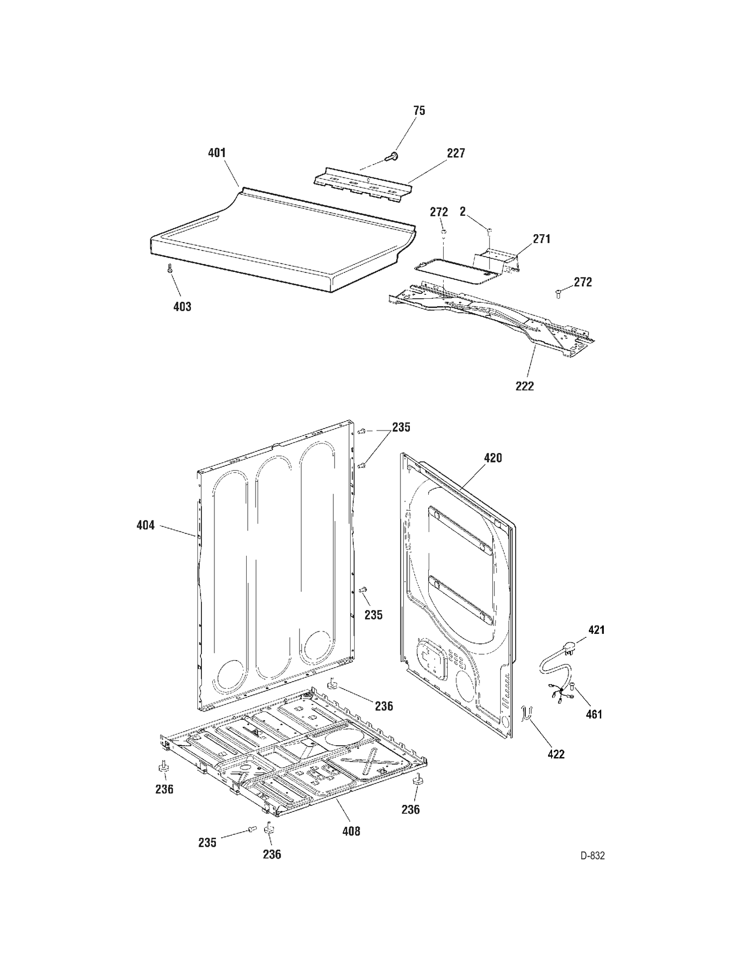 CABINET Diagram and Parts List for GTMS570ED0WW  General Electric Dryer