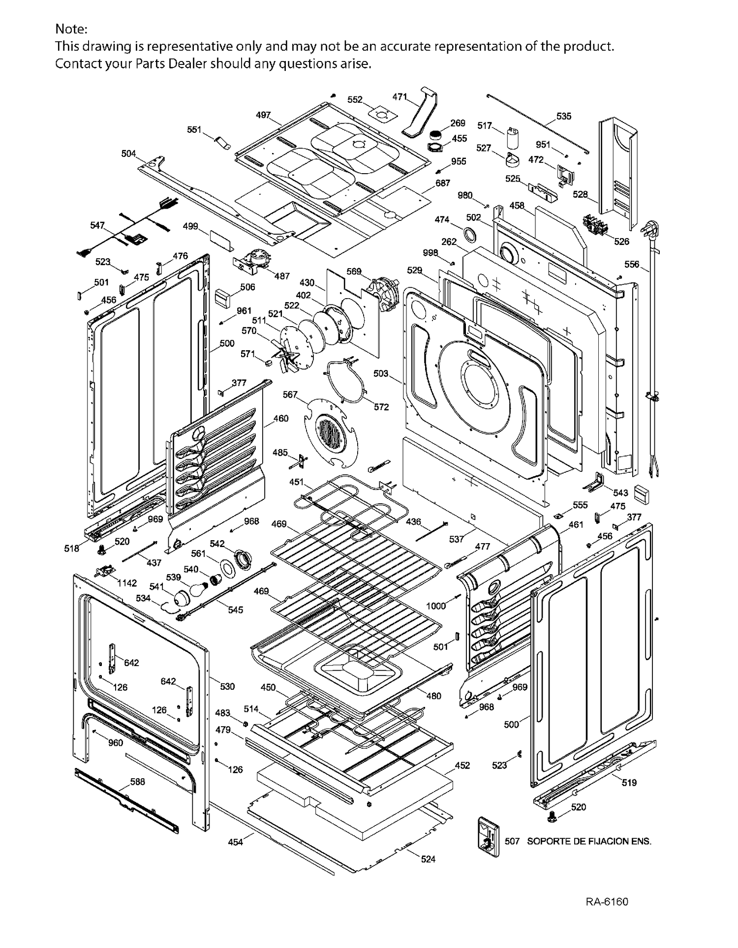 BODY PARTS Diagram and Parts List for JCB840DK1WW  General Electric Range