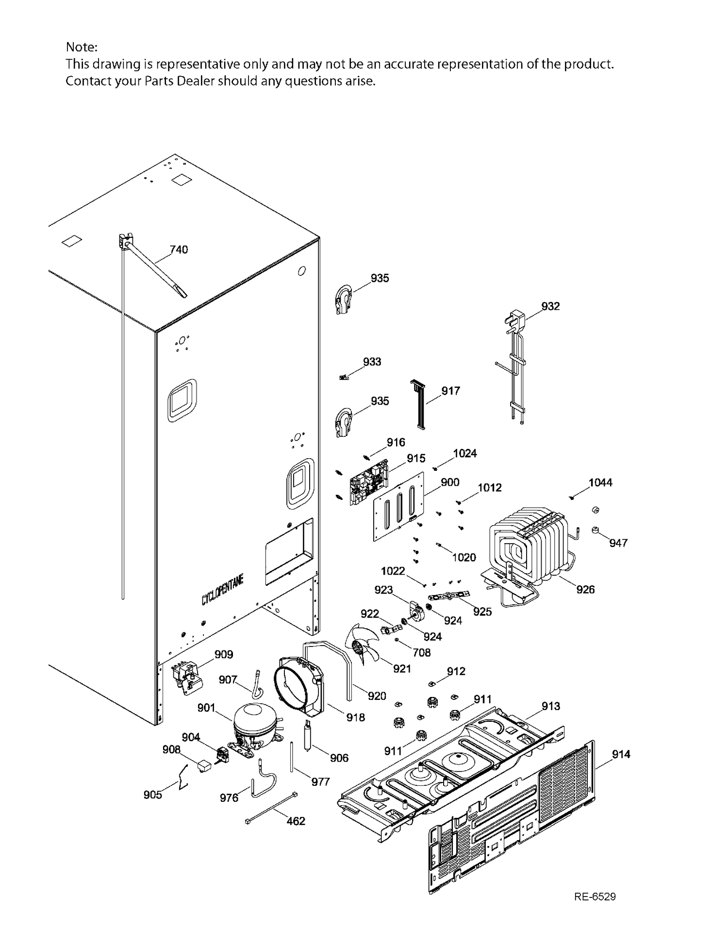 SEALED SYSTEM & MOTHERBOARD Diagram and Parts List for PNE21KSKBKSS  General Electric Refrigerator