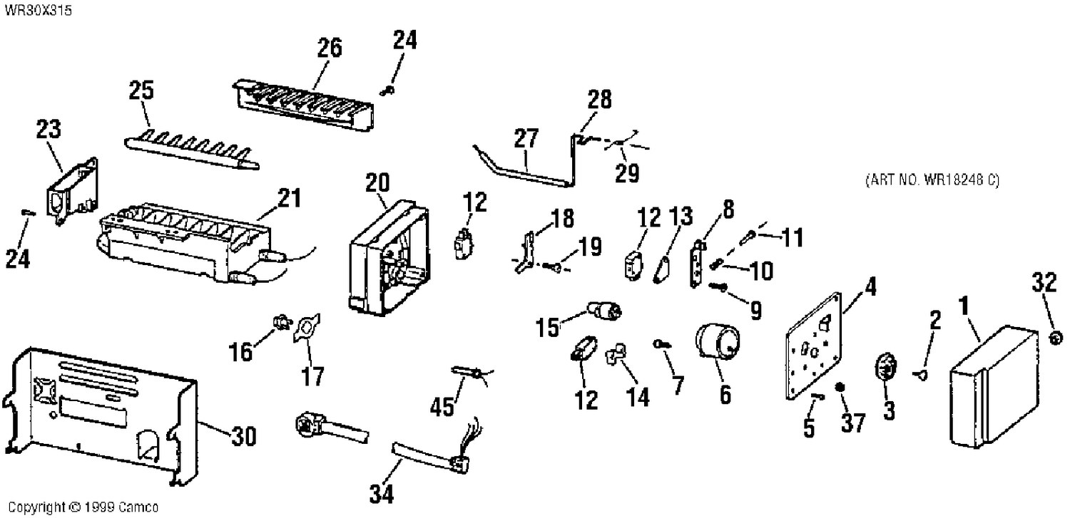 ICE MAKER KIT Diagram and Parts List for WR30X315  General Electric Refrigerator