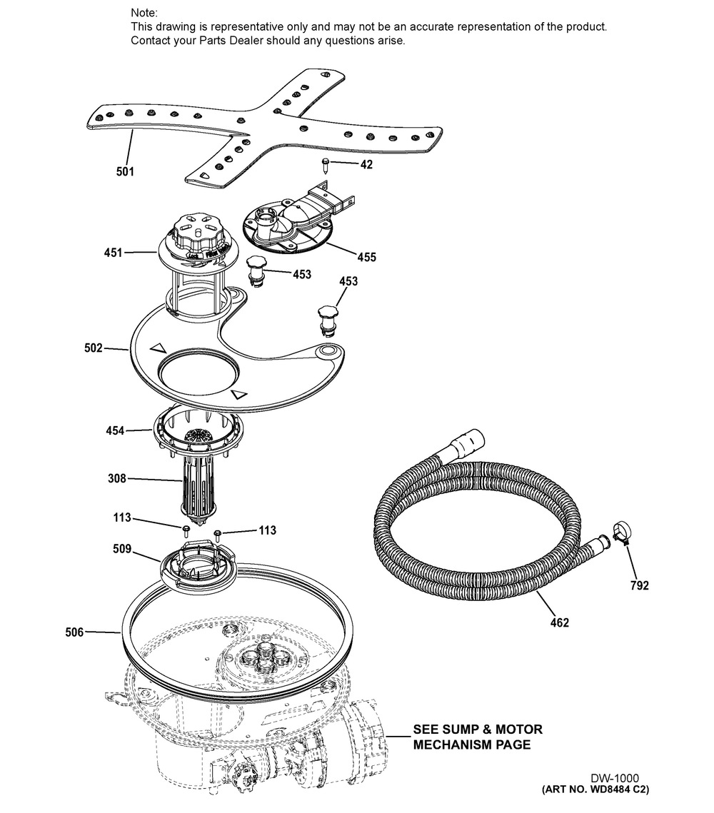 Sump And Filter Asm Diagram and Parts List for GDWF860V02SS  General Electric Washer