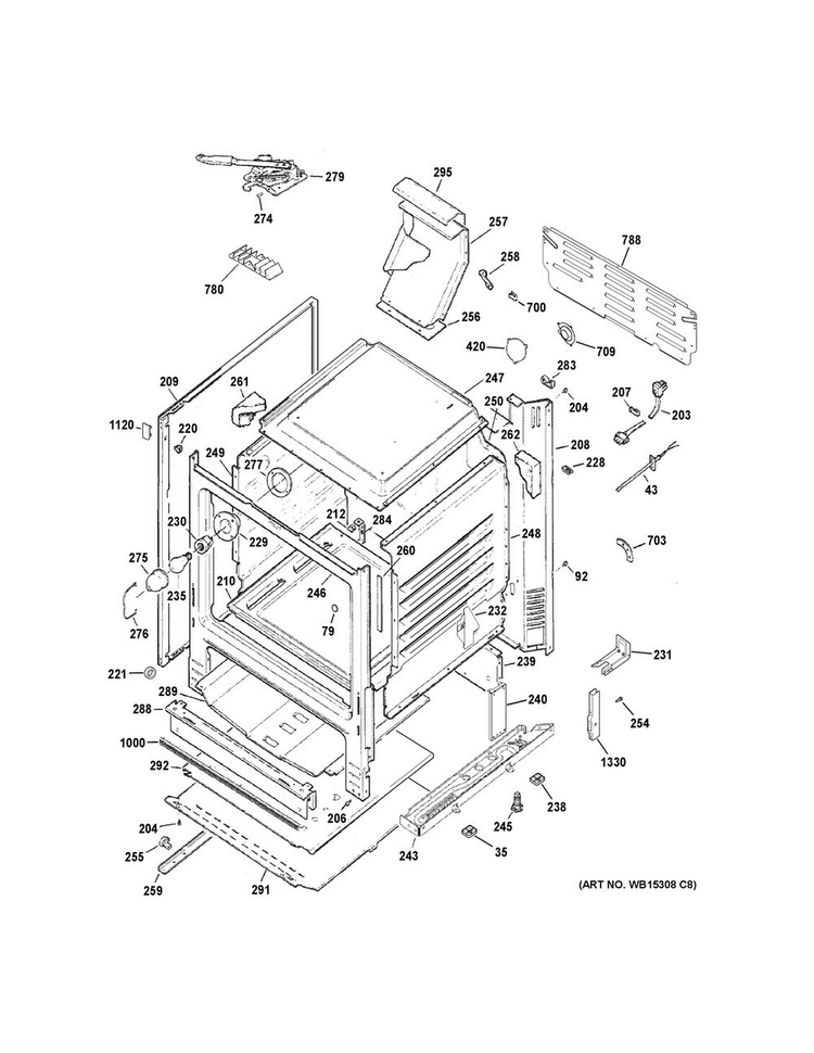 Body Parts Diagram and Parts List for JGB640DEF4BB  General Electric Range