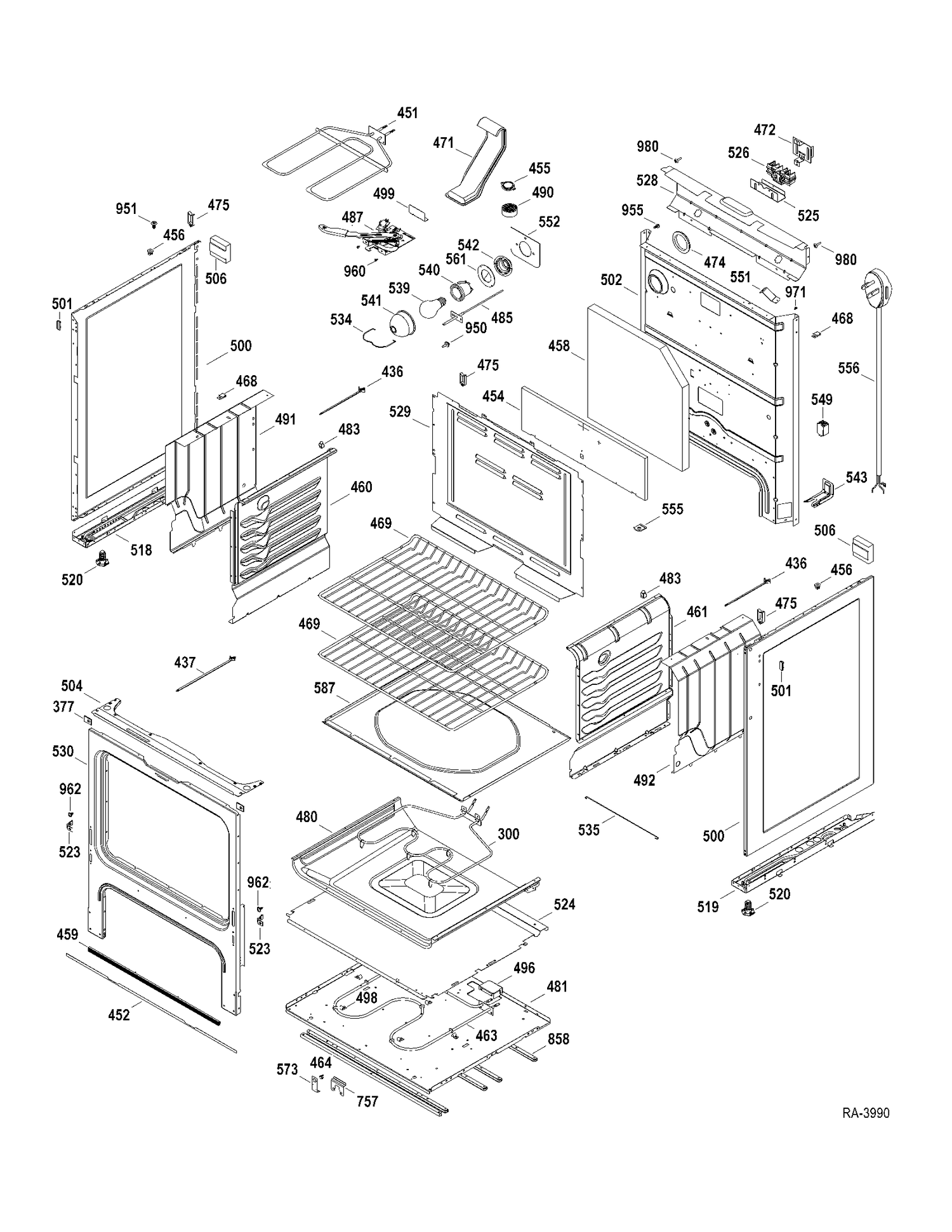 BODY PARTS Diagram and Parts List for JCBP81SP2SS  General Electric Range