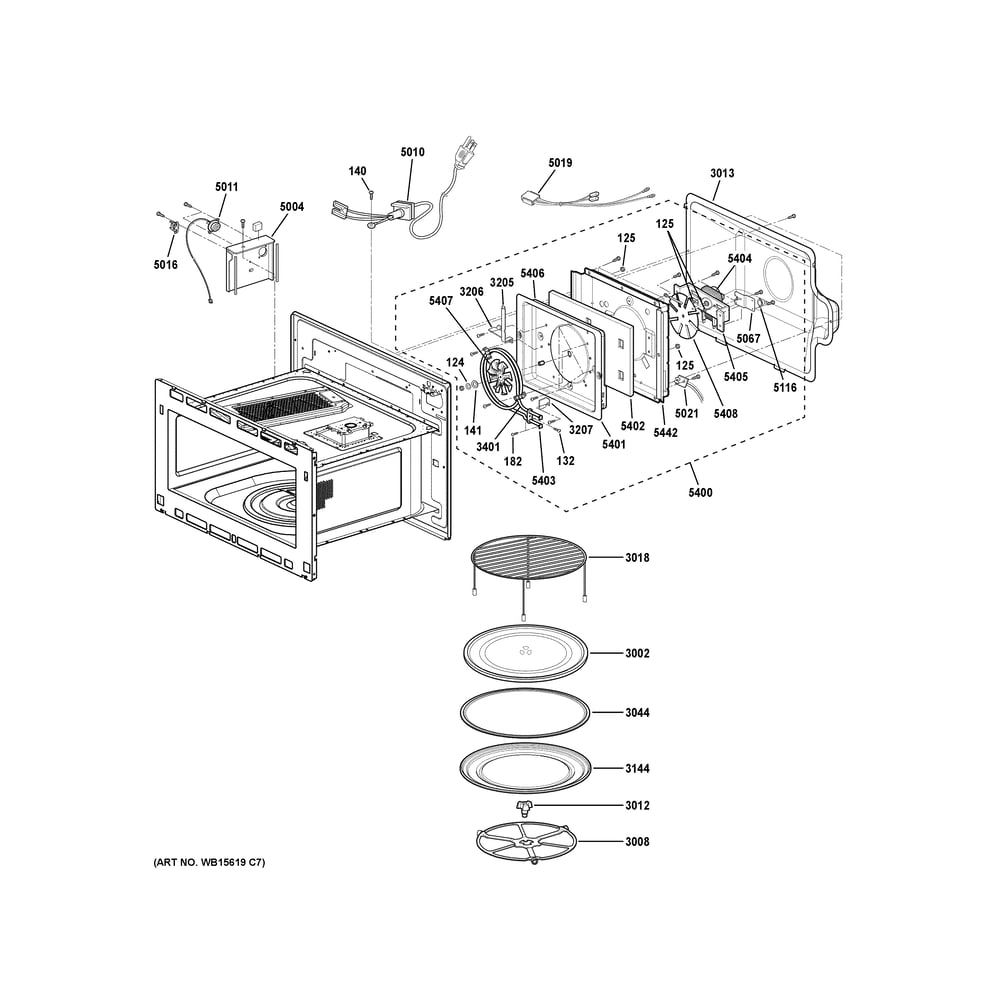 Interior Parts 2 Diagram and Parts List for CSB913P2V1S1  General Electric Microwave